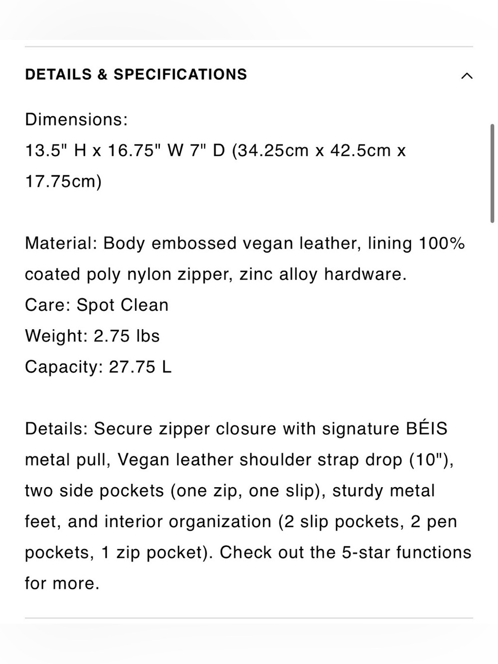 BÉIS The Large Work Tote in black vegan leather - Picture 6 of 13